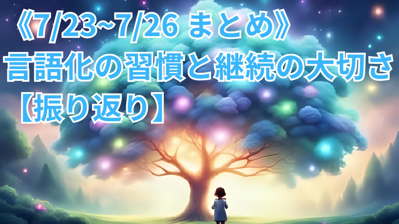 《7/23~7/26 まとめ》言語化の習慣と継続の大切さ【振り返り】のブログのサムネイル